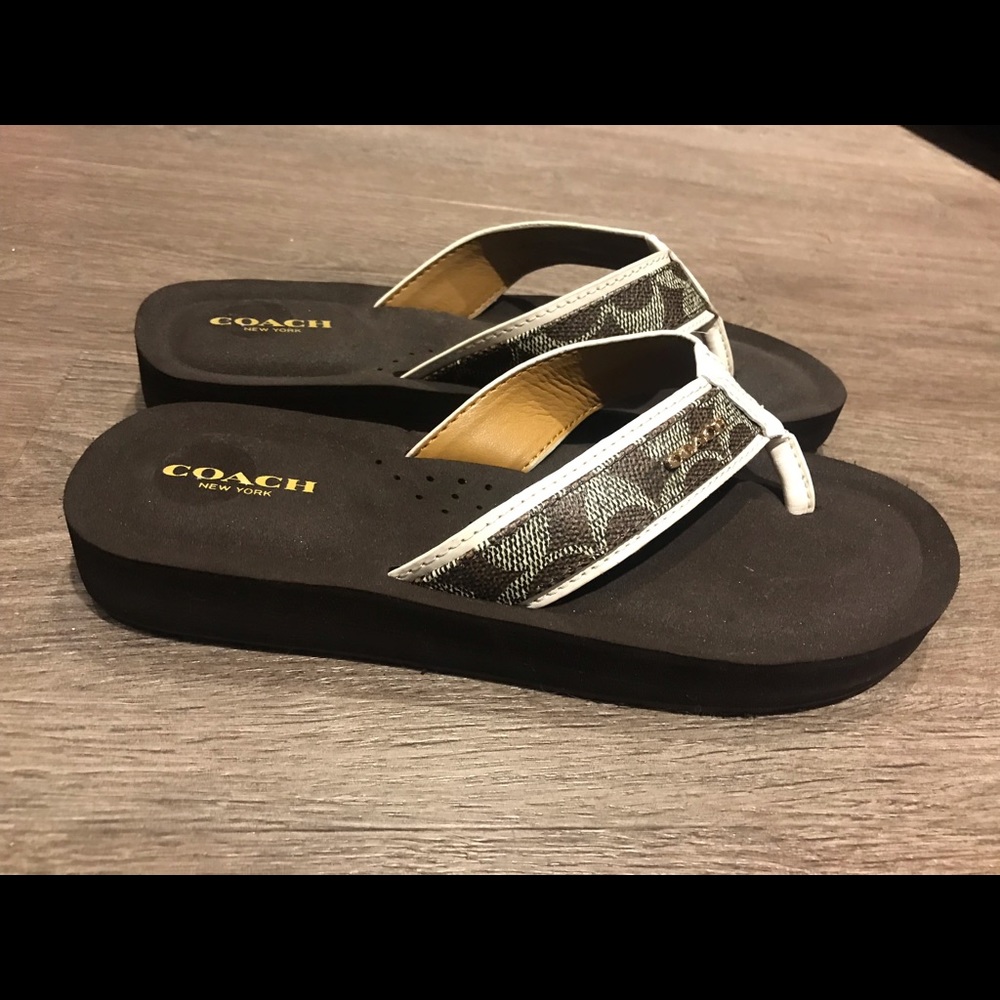 Coach brown flip flops